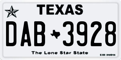 TX license plate DAB3928
