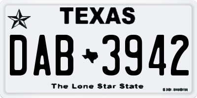 TX license plate DAB3942