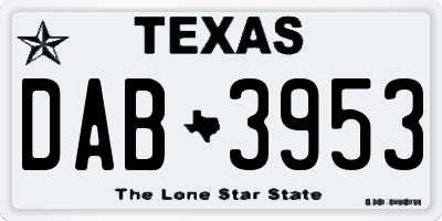 TX license plate DAB3953