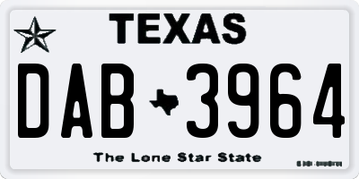 TX license plate DAB3964