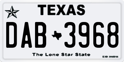 TX license plate DAB3968