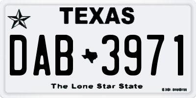TX license plate DAB3971