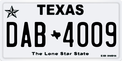 TX license plate DAB4009