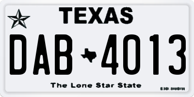 TX license plate DAB4013