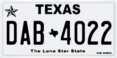 TX license plate DAB4022