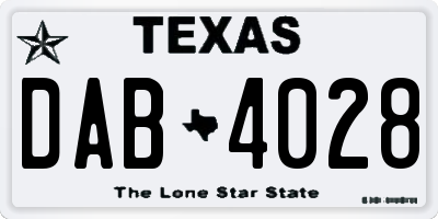 TX license plate DAB4028