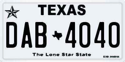 TX license plate DAB4040