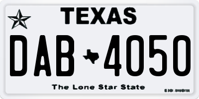 TX license plate DAB4050