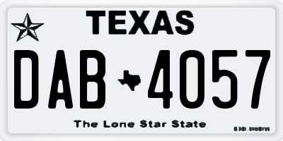 TX license plate DAB4057