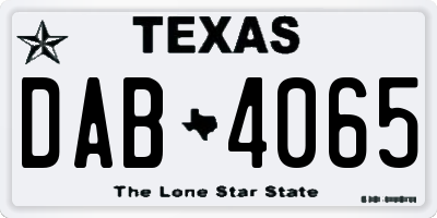 TX license plate DAB4065