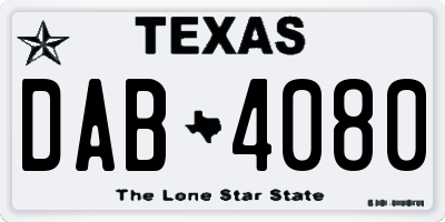 TX license plate DAB4080