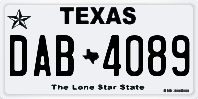 TX license plate DAB4089