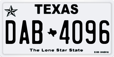 TX license plate DAB4096