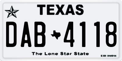 TX license plate DAB4118