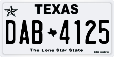 TX license plate DAB4125