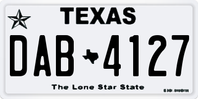 TX license plate DAB4127