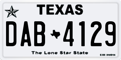 TX license plate DAB4129