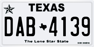 TX license plate DAB4139