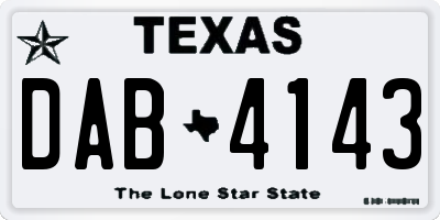 TX license plate DAB4143