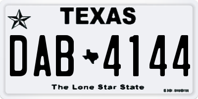 TX license plate DAB4144
