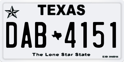 TX license plate DAB4151