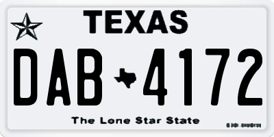 TX license plate DAB4172