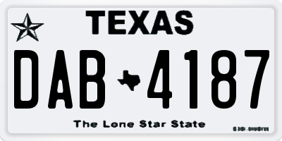 TX license plate DAB4187