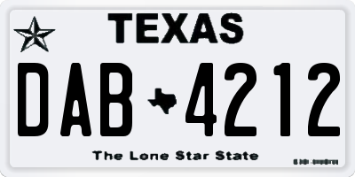 TX license plate DAB4212