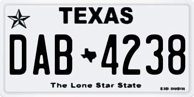 TX license plate DAB4238