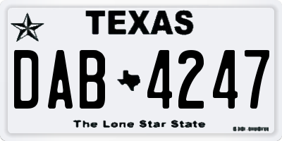 TX license plate DAB4247