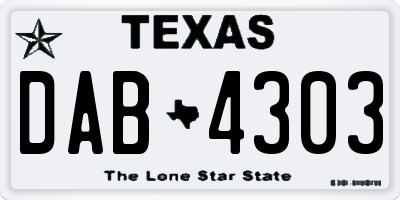 TX license plate DAB4303