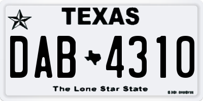 TX license plate DAB4310
