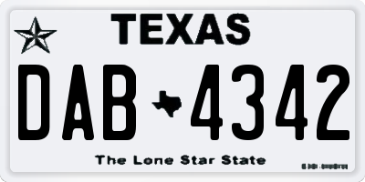 TX license plate DAB4342