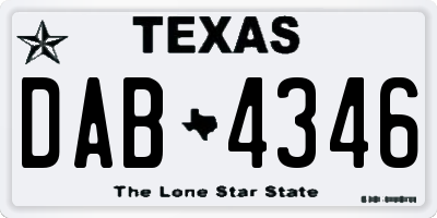 TX license plate DAB4346