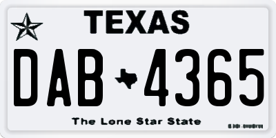 TX license plate DAB4365