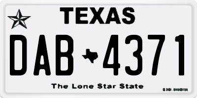 TX license plate DAB4371