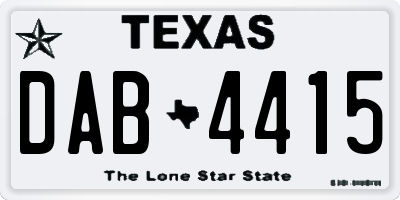 TX license plate DAB4415