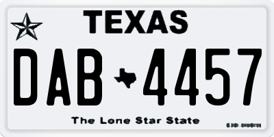 TX license plate DAB4457