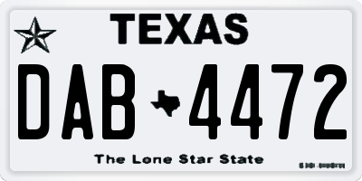TX license plate DAB4472