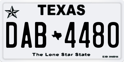 TX license plate DAB4480
