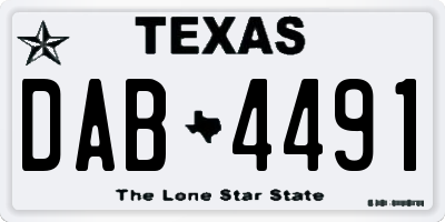 TX license plate DAB4491