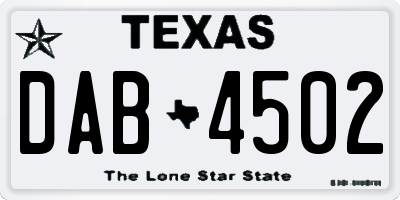 TX license plate DAB4502