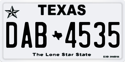 TX license plate DAB4535