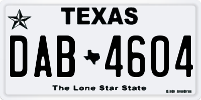 TX license plate DAB4604