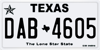 TX license plate DAB4605
