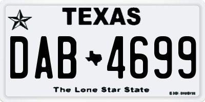 TX license plate DAB4699