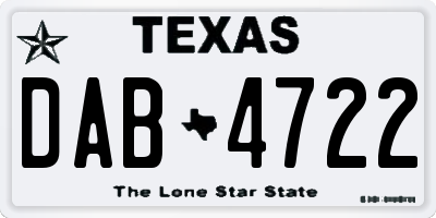TX license plate DAB4722