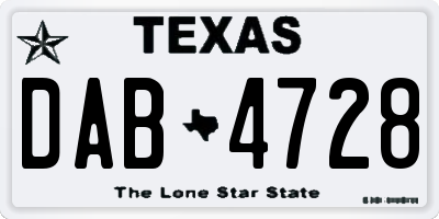 TX license plate DAB4728