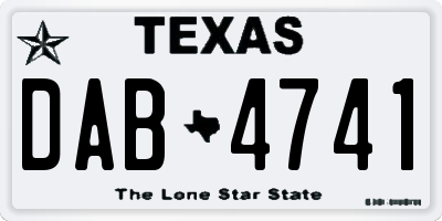 TX license plate DAB4741