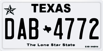 TX license plate DAB4772